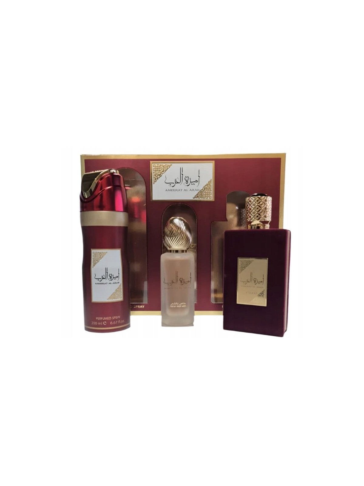 PACK AMEERAT AL ARAB (Perfume Ameerat al arab + Perfume capilar Ameerat + Desodorante Ameerat) Asdaaf set Mujer